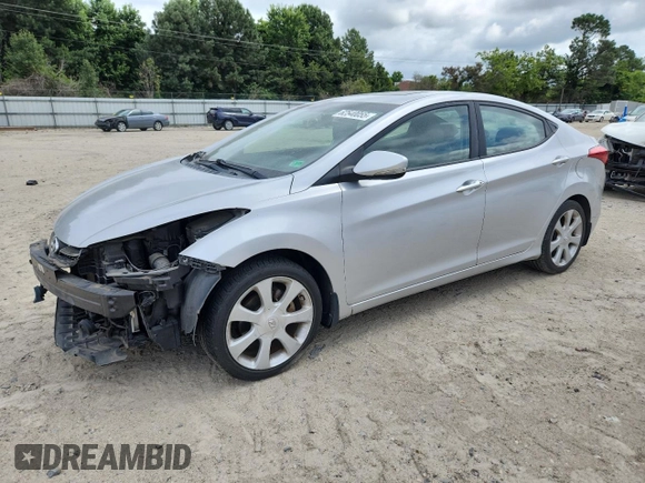 2012 Hyundai Elantra Limited with VIN KMHDH4AE7CU448322, listed as a Copart auction lot 62540055 with 122,623 mi miles and Salvage title. Bid and sale history available at DreamBid. Image 1.