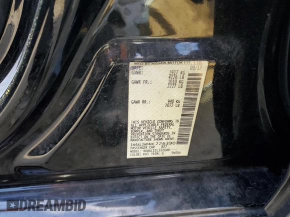 2017 Nissan Altima S with VIN 1N4AL3AP4HC226390, listed as a Copart auction lot 55733145 with 129,637 mi miles and Non repairable. Bid and sale history available at DreamBid. Image 12.