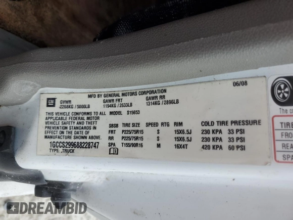 2008 Chevrolet Colorado LS with VIN 1GCCS299688228747, listed as a Copart auction lot 86499254 with 164,826 mi miles and Clean Title. Bid and sale history available at carsss.com. Image 13.