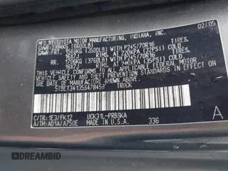 2005 Toyota Tundra SR5 with VIN 5TBET34135S478458, listed as a IAAI auction lot 41844226 with 278,170 mi miles and . Bid and sale history available at DreamBid. Image 9.