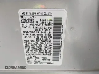 2012 Nissan Murano S z VIN JN8AZ1MUXCW100206, wystawiony jako IAAI lot #42497107 z przebiegiem 172 194 mil mil oraz . Historia ofert i sprzedaży dostępna na DreamBid. Obrazek 9.