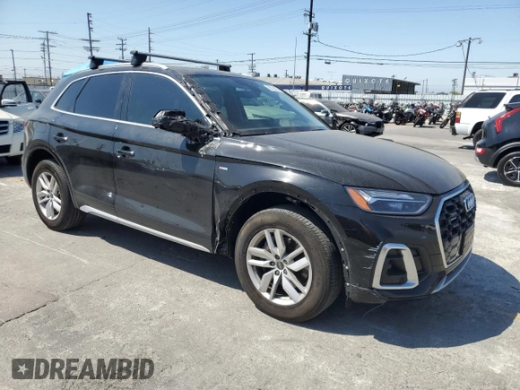 2023 Audi Q5 S line Premium with VIN WA1GAAFY9P2155489, listed as a Copart auction lot 58023625 with 18,513 mi miles and Salvage title. Bid and sale history available at DreamBid. Image 4.