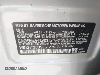 2018 BMW X1 xDrive28i with VIN WBXHT3C39J5L27926, listed as a IAAI auction lot 42582330 with 101,197 mi miles and . Bid and sale history available at DreamBid. Image 9.