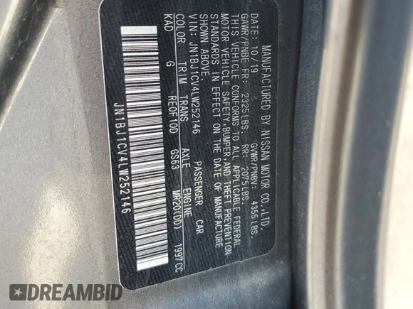 2020 Nissan Rogue SV z VIN JN1BJ1CV4LW252146, wystawiony jako Copart lot #48693745 z przebiegiem 67 427 mil mil oraz Szkoda całkowita • Salvage title. Historia ofert i sprzedaży dostępna na DreamBid. Obrazek 15.