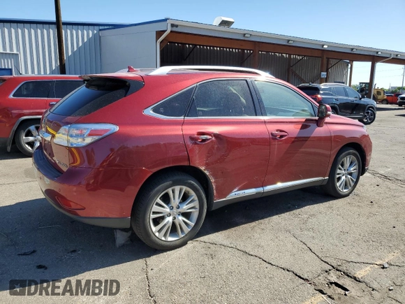 2012 Lexus RX 450h with VIN JTJBC1BA6C2429676, listed as a Copart auction lot 57456675 with 129,737 mi miles and Salvage title. Bid and sale history available at DreamBid. Image 3.