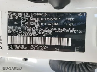 2018 Toyota 4Runner SR5 with VIN JTEZU5JR6J5180428, listed as a Copart auction lot 48607755 with 94,222 mi miles and Salvage Title. Bid and sale history available at carsss.com. Image 15.