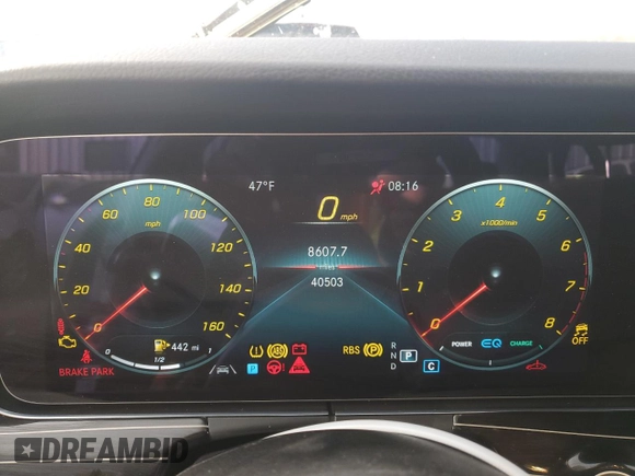 2023 Mercedes-Benz E 450 with VIN W1KZF5KBXPB138070, listed as a Copart auction lot 47026175 with 40,503 mi miles and Salvage Title. Bid and sale history available at DreamBid. Image 9.