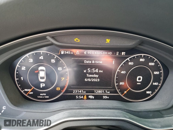 2019 Audi A5 Sportback Prestige with VIN WAUFNCF56KA016312, listed as a Copart auction lot 55481203 with 23,141 mi miles. Bid and sale history available at carsss.com. Image 9.