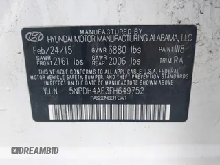 2015 Hyundai Elantra SE z VIN 5NPDH4AE3FH649752, wystawiony jako IAAI lot #42311622 z przebiegiem 100 166 mil mil oraz . Historia ofert i sprzedaży dostępna na DreamBid. Obrazek 9.