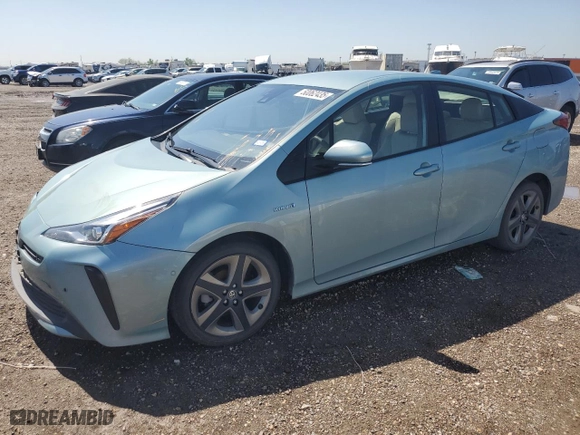 2021 Toyota Prius L Eco with VIN JTDKAMFU8M3143970, listed as a Copart auction lot 50062435 with 49,153 mi miles and Salvage Title. Bid and sale history available at carsss.com. Image 1.