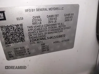 2019 GMC Acadia SLT with VIN 1GKKNMLS4KZ216872, listed as a IAAI auction lot 41269375 with 110,473 mi miles. Bid and sale history available at carsss.com. Image 9.