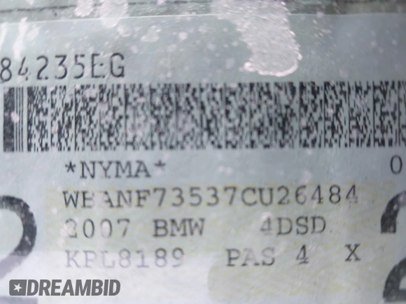 2007 BMW 5 Series 530xi with VIN WBANF73537CU26484, listed as a IAAI auction lot 42060808 with 164,727 mi miles and . Bid and sale history available at carsss.com. Image 11.