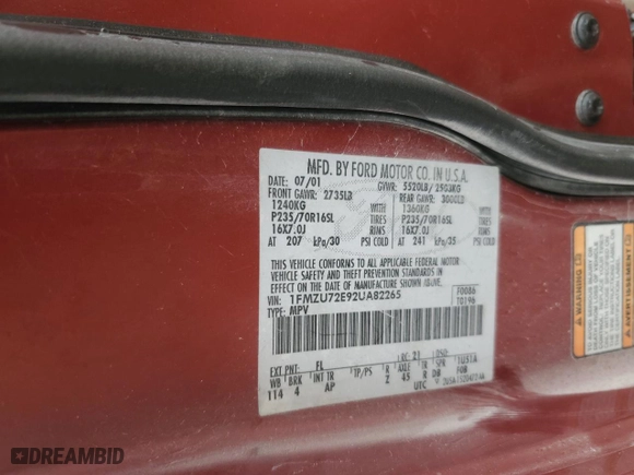 2002 Ford Explorer XLS with VIN 1FMZU72E92UA82265, listed as a Copart auction lot 48383155 with 193,430 mi miles and Salvage Title. Bid and sale history available at carsss.com. Image 15.