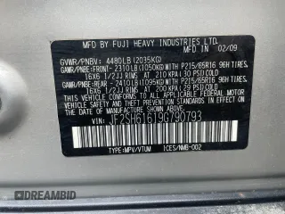 2009 Subaru Forester X with VIN JF2SH61619G790793, listed as a Copart auction lot 62647265 with 93,516 mi miles and Clean title. Bid and sale history available at DreamBid. Image 10.