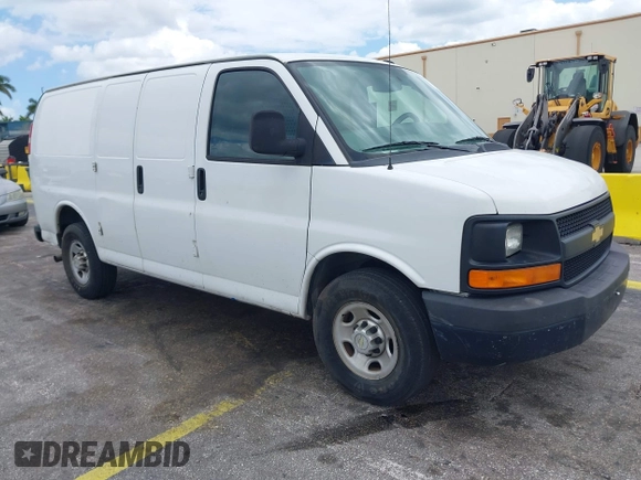 2014 Chevrolet Express Cargo Van with VIN 1GCWGFFA2E1111014, listed as a IAAI auction lot 42190194 with 97,172 mi miles. Bid and sale history available at carsss.com. Image 1.