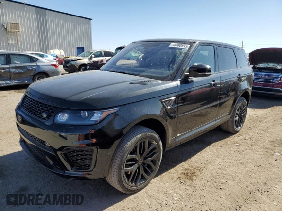 2016 Land Rover Range Rover Sport SVR with VIN SALWZ2EF5GA580299, listed as a Copart auction lot 43380555 with 75,191 mi miles and Clean title. Bid and sale history available at DreamBid. Image 1.