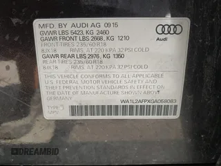 2016 Audi Q5 Premium Plus with VIN WA1L2AFPXGA058083, listed as a IAAI auction lot 42490980 with 116,210 mi miles and . Bid and sale history available at DreamBid. Image 9.