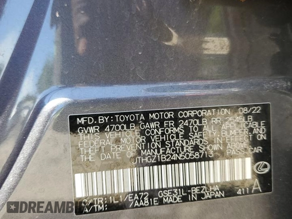 2022 Lexus IS 350 F Sport z VIN JTHGZ1B24N5058713, wystawiony jako Copart lot #57979415 z przebiegiem 35 295 mil mil oraz Szkoda całkowita • Salvage title. Historia ofert i sprzedaży dostępna na DreamBid. Obrazek 12.
