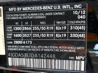 2013 Mercedes-Benz M 350 with VIN 4JGDA5JB7DA142448, listed as a Copart auction lot 49748035 with 117,601 mi miles and Clean Title. Bid and sale history available at DreamBid. Image 12.