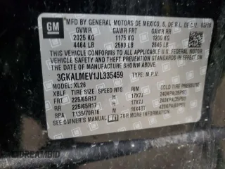 2018 GMC Terrain SLE with VIN 3GKALMEV1JL335459, listed as a Copart auction lot 48197885 with Not Provided miles and Clean Title. Bid and sale history available at carsss.com. Image 13.