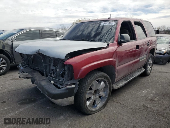 2005 Chevrolet Tahoe LS with VIN 1GNEC13V35R170096, listed as a Copart auction lot 49471625 with Not provided miles and Salvage title. Bid and sale history available at DreamBid. Image 1.