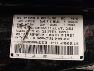 2007 Honda Accord LX z VIN 1HGCM56487A222705, wystawiony jako IAAI lot #41046876 z przebiegiem 100 211 mil mil oraz . Historia ofert i sprzedaży dostępna na DreamBid. Obrazek 9.