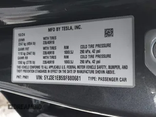 2025 Tesla Model 3 Long Range z VIN 5YJ3E1EB5SF880681, wystawiony jako IAAI lot #41429855 z przebiegiem 747 mil mil oraz . Historia ofert i sprzedaży dostępna na DreamBid. Obrazek 9.