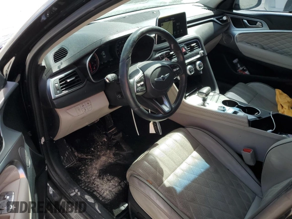 2019 Genesis G70 2.0T Advanced with VIN KMTG44LA9KU015043, listed as a Copart auction lot 77567484 with 80,635 mi miles and Salvage Title. Bid and sale history available at carsss.com. Image 8.
