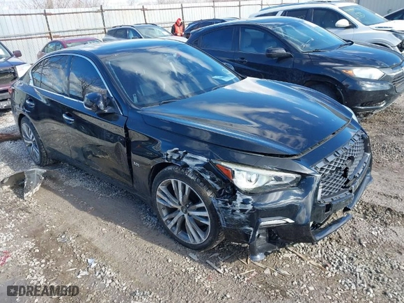 2018 Infiniti Q50 3.0t SPORT with VIN JN1EV7AR1JM442294, listed as a IAAI auction lot 41408602 with 52,355 mi miles. Bid and sale history available at carsss.com. Image 1.
