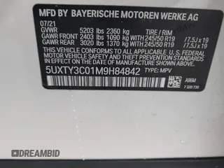 2021 BMW X3 sDrive30i z VIN 5UXTY3C01M9H84842, wystawiony jako IAAI lot #41971344 z przebiegiem 37 126 mil mil oraz . Historia ofert i sprzedaży dostępna na DreamBid. Obrazek 9.