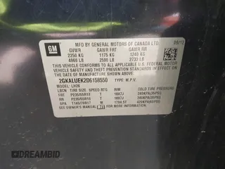 2013 GMC Terrain SLT z VIN 2GKALUEK2D6158550, wystawiony jako IAAI lot #42770145 z przebiegiem 159 689 mil mil oraz . Historia ofert i sprzedaży dostępna na DreamBid. Obrazek 9.