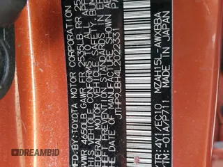 2020 Lexus UX 250h z VIN JTHP9JBH4L2022331, wystawiony jako Copart lot #52770435 z przebiegiem 152 542 mil mil oraz Szkoda całkowita • Salvage title. Historia ofert i sprzedaży dostępna na DreamBid. Obrazek 14.