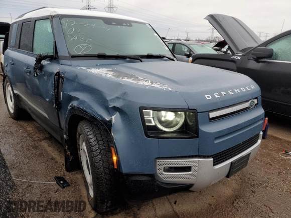 2024 Land Rover Defender S with VIN SALEJ7EU4R2330810, listed as a Copart auction lot 43918465 with 9,353 mi miles and Salvage title. Bid and sale history available at DreamBid. Image 4.
