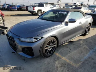 2021 BMW 4 Series 430i with VIN WBA23AT08MCG86987, listed as a Copart auction lot 46001175 with 23,702 mi miles and Salvage Title. Bid and sale history available at carsss.com. Image 1.