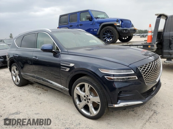2021 Genesis GV80 Advanced Plus with VIN KMUHCESC1MU037889, listed as a Copart auction lot 37614693 with 7,078 mi miles and . Bid and sale history available at DreamBid. Image 4.