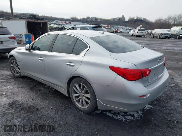 2014 Infiniti Q50 Hybrid Premium with VIN JN1AV7AR9EM700727, listed as a IAAI auction lot 41461433 with 169,882 mi miles. Bid and sale history available at carsss.com. Image 3.