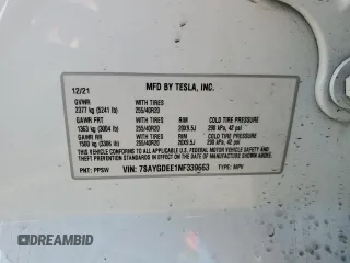 2022 Tesla Model Y Long Range with VIN 7SAYGDEE1NF339663, listed as a Copart auction lot 49771965 with 33,734 mi miles and Salvage Title. Bid and sale history available at carsss.com. Image 15.