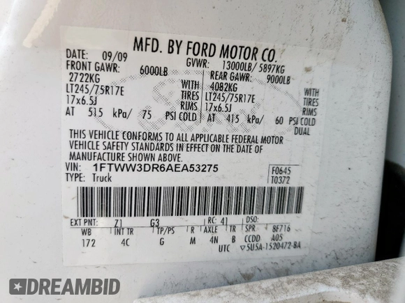2010 Ford F-350 XL z VIN 1FTWW3DR6AEA53275, wystawiony jako Copart lot #47399635 z przebiegiem 123 437 mil mil oraz Czysty tytuł • Clean title. Historia ofert i sprzedaży dostępna na DreamBid. Obrazek 12.