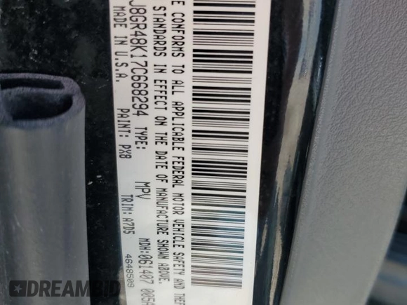 2007 Jeep Grand Cherokee Laredo z VIN 1J8GR48K17C668294, wystawiony jako Copart lot #56686165 z przebiegiem 245 172 mil mil oraz Szkoda całkowita • Salvage title. Historia ofert i sprzedaży dostępna na DreamBid. Obrazek 13.