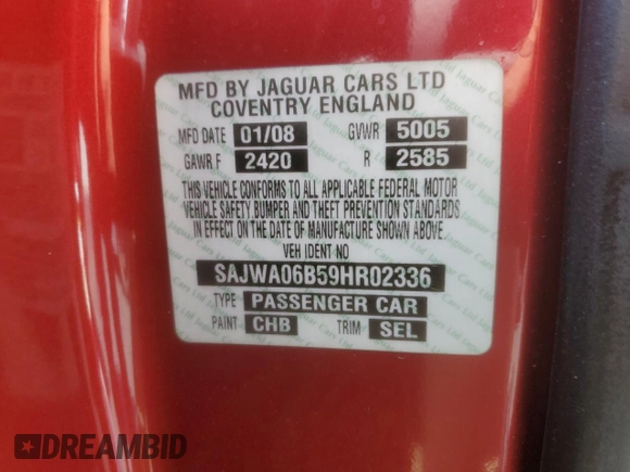 2009 Jaguar XF Premium Luxury z VIN SAJWA06B59HR02336, wystawiony jako Copart lot #60356295 z przebiegiem 113 535 mil mil oraz Czysty tytuł • Clean title. Historia ofert i sprzedaży dostępna na DreamBid. Obrazek 12.