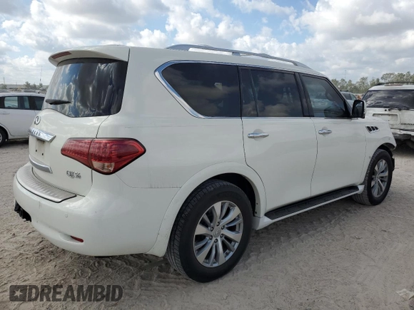 2012 Infiniti QX56 8-passenger with VIN JN8AZ2NC8C9317165, listed as a Copart auction lot 76693664 with 167,243 mi miles and Salvage Title. Bid and sale history available at carsss.com. Image 3.