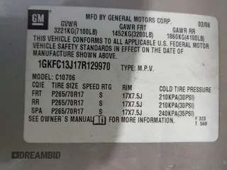 2007 GMC Yukon SLT z VIN 1GKFC13J17R129970, wystawiony jako IAAI lot #42557856 z przebiegiem 254 813 mil mil oraz . Historia ofert i sprzedaży dostępna na DreamBid. Obrazek 9.