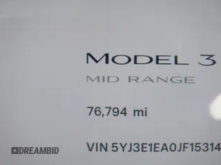 2018 Tesla Model 3 Long Range Battery with VIN 5YJ3E1EA0JF153146, listed as a IAAI auction lot 41621919 with 76,794 mi miles and . Bid and sale history available at DreamBid. Image 7.