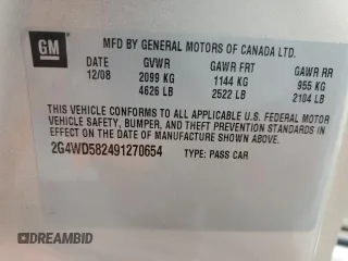 2009 Buick LaCrosse CXL with VIN 2G4WD582491270654, listed as a Copart auction lot 47790535 with 191,106 mi miles and Salvage Title. Bid and sale history available at carsss.com. Image 14.