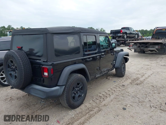 2019 Jeep Wrangler Unlimited Sport S with VIN 1C4HJXDG1KW603345, listed as a IAAI auction lot 42474523 with 90,048 mi miles and . Bid and sale history available at DreamBid. Image 4.