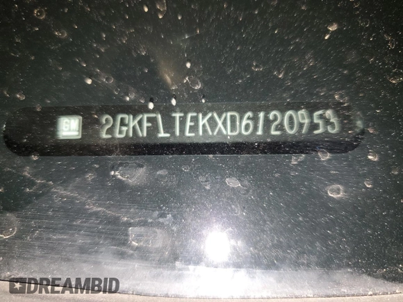 2013 GMC Terrain SLE with VIN 2GKFLTEKXD6120953, listed as a Copart auction lot 54292485 with 143,415 mi miles and Salvage Title. Bid and sale history available at DreamBid. Image 13.