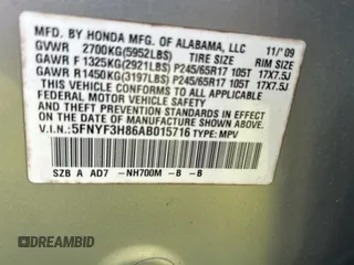 2010 Honda Pilot Touring with VIN 5FNYF3H86AB015716, listed as a Copart auction lot 54362235 with 229,256 mi miles and Clean Title. Bid and sale history available at carsss.com. Image 10.