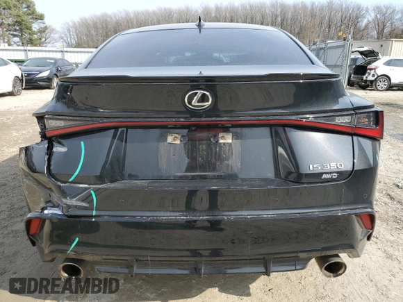 2022 Lexus IS 350 F Sport with VIN JTHGZ1E21N5026894, listed as a Copart auction lot 47077385 with 26,499 mi miles and Salvage title. Bid and sale history available at DreamBid. Image 6.
