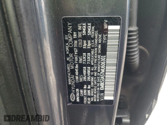 2021 Hyundai Kona Ultimate with VIN KM8K53A57MU606301, listed as a Copart auction lot 85510014 with 46,014 mi miles and Salvage Title. Bid and sale history available at carsss.com. Image 15.