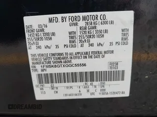 2016 Ford Explorer Sport z VIN 1FM5K8GTXGGC55556, wystawiony jako IAAI lot #42274584 z przebiegiem 113 759 mil mil oraz . Historia ofert i sprzedaży dostępna na DreamBid. Obrazek 9.